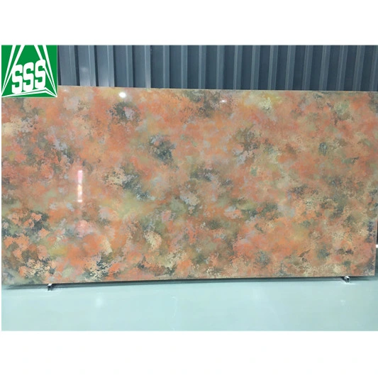 Latest Design Pink Orange Quartz Stone Slab Artificial Quartz Countertop