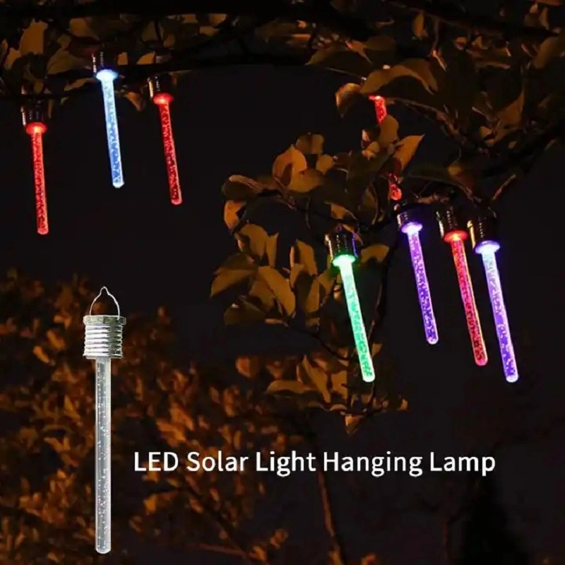 Luces Colgantes de tubo de colores Iluminación LED solar burbuja acrílica Lámpara de patio