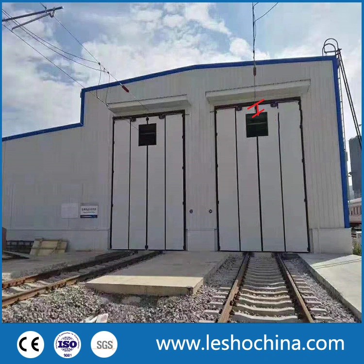 Industrial Manual or Automatic Sandwich Panel Thermal Insulated Big Size Bi Accordion Flexible Folding Door for Fire Center, Subway Station, Train Station