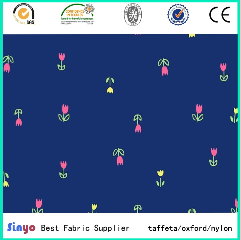 300d Polyester Oxford Small Flower Print Fabric for Backpacks with PVC Coating