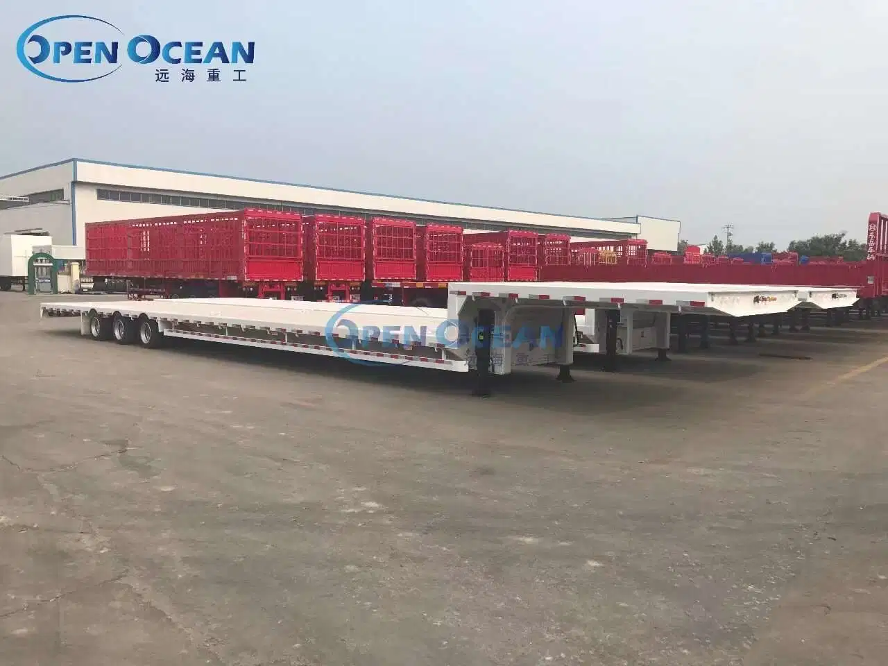 3 Axles 60tons Lowbed Semi Truck Trailer Load Machine for Machine