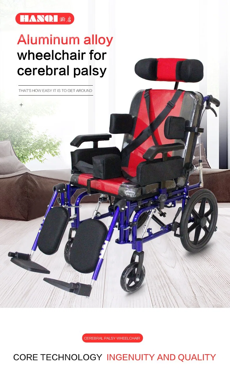 958-36 Hanqi Children's la paralysie cérébrale multifonctionnelle en fauteuil roulant pliable auxiliaire à plat