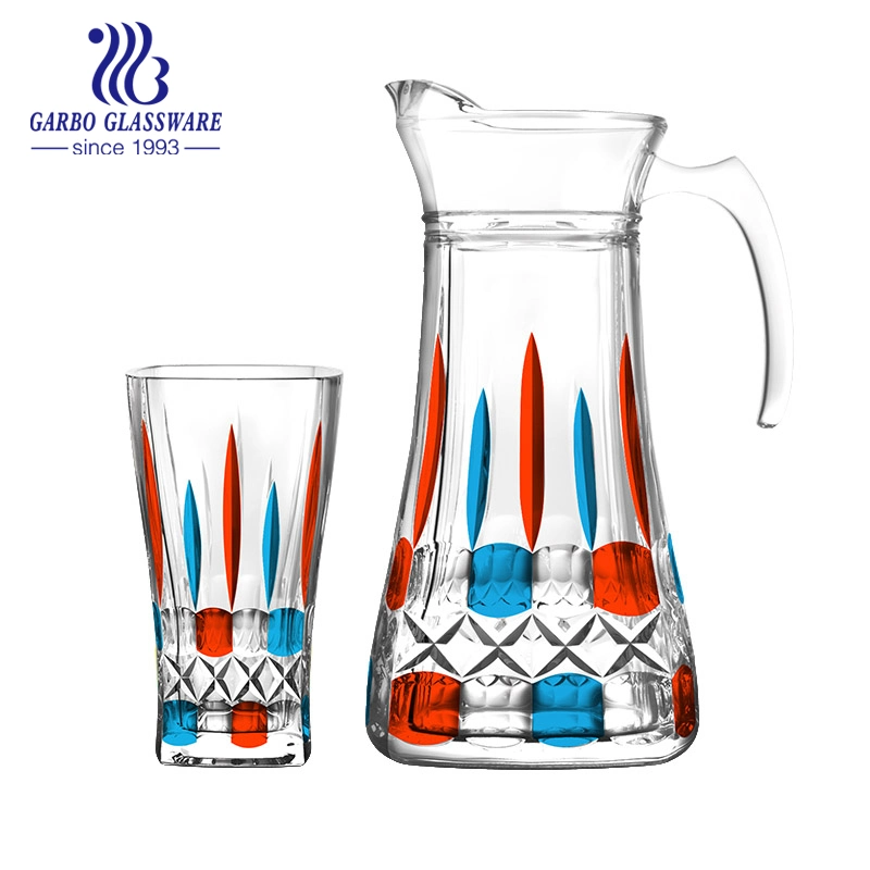 Garbo New Designs Transparent 7PCS Drinking Glassware Set Spraying Color with Jugs and Glasses