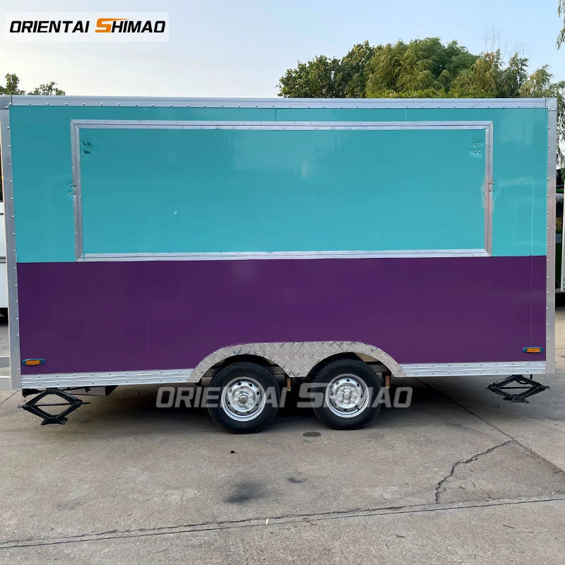 Mobile Fast Food Snacks Trailer Car with Tow Bar Color Sticker