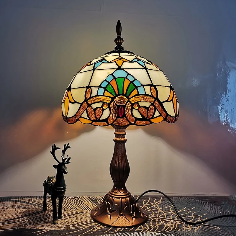 30cm Tiffany candeeiro de mesa E27 Quarto Barroco Leito Lâmpada (WH-TTB-54)