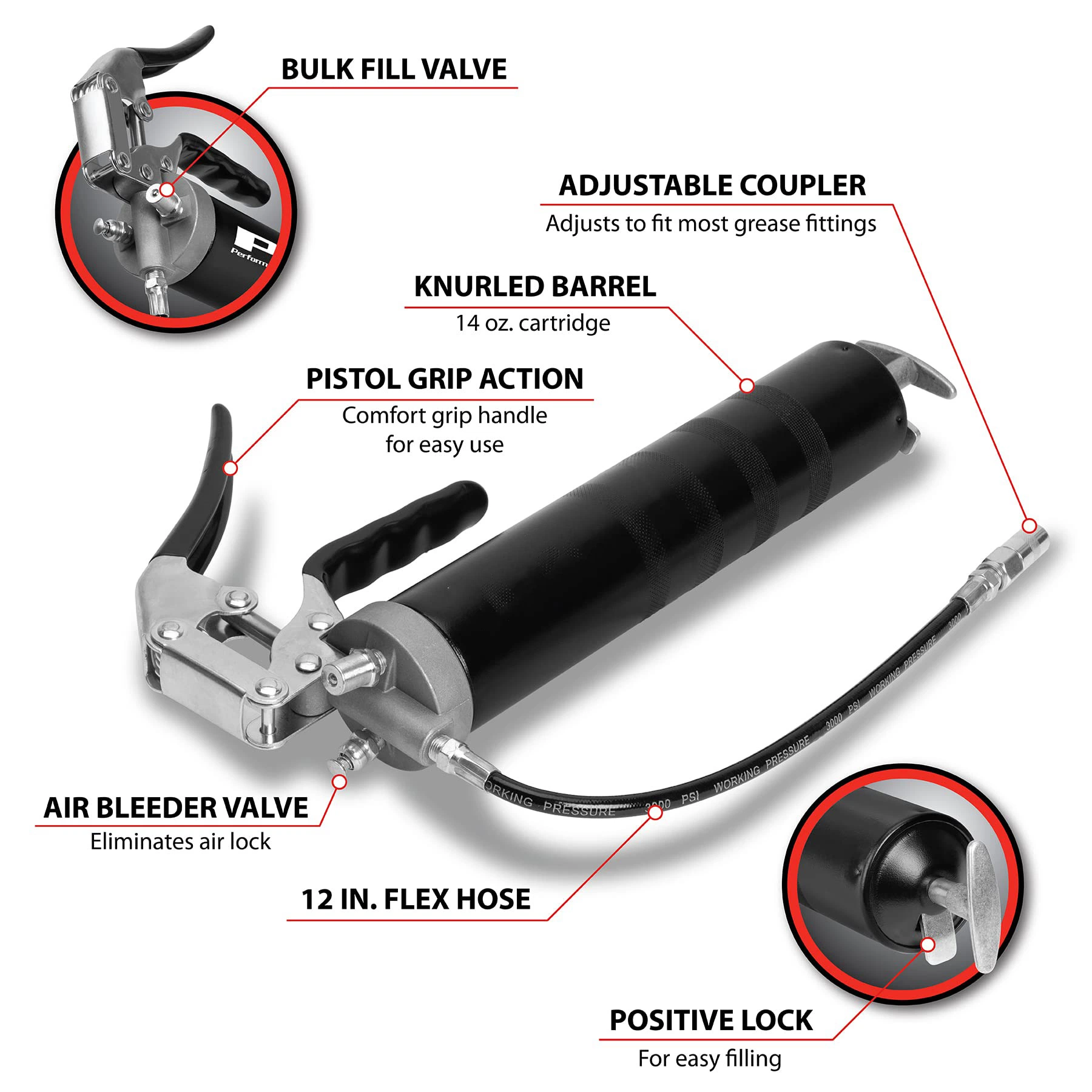 Pistola de engrase manual mini 600cc presión de tubo de manguera de aire para servicio pesado Acoplador de liberación rápida neumático Nuevo motor mod. Precio flexible manual