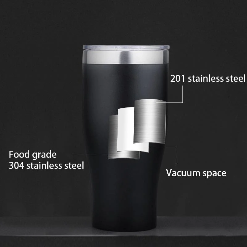 30oz Vaso Negro de Acero Inoxidable de Pared Doble para Viajes