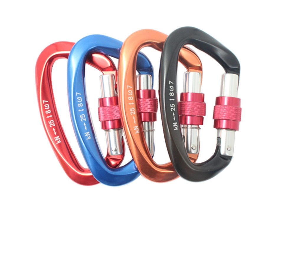 Climbing Carabiner 25kn D Shape Safety Lock Professional Climbing Equipment Security Safety Lock Outdoor Climbing Accessories