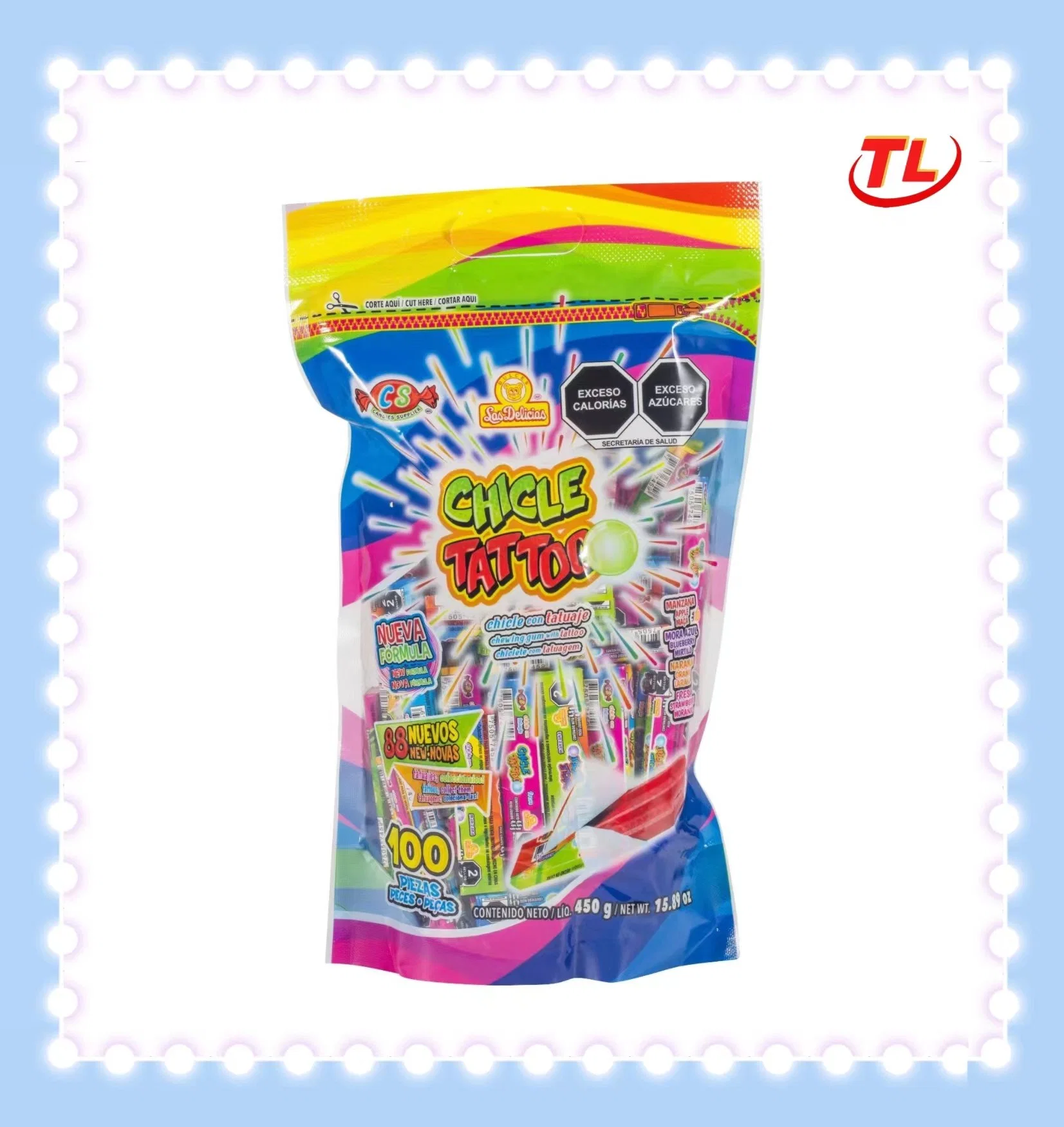 OEM 4.5g Double Color Chewing Gum with Tattoo Wholesale Candies for Kids