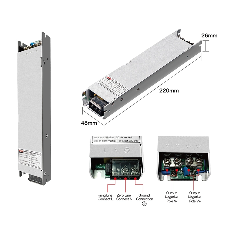 Bina 5V Power Supply Slim LED Driver Transparent Power Supply 400W