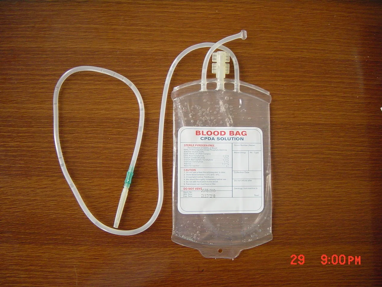 Disposable Double Blood Bag for Medical Use (Tubular Film)