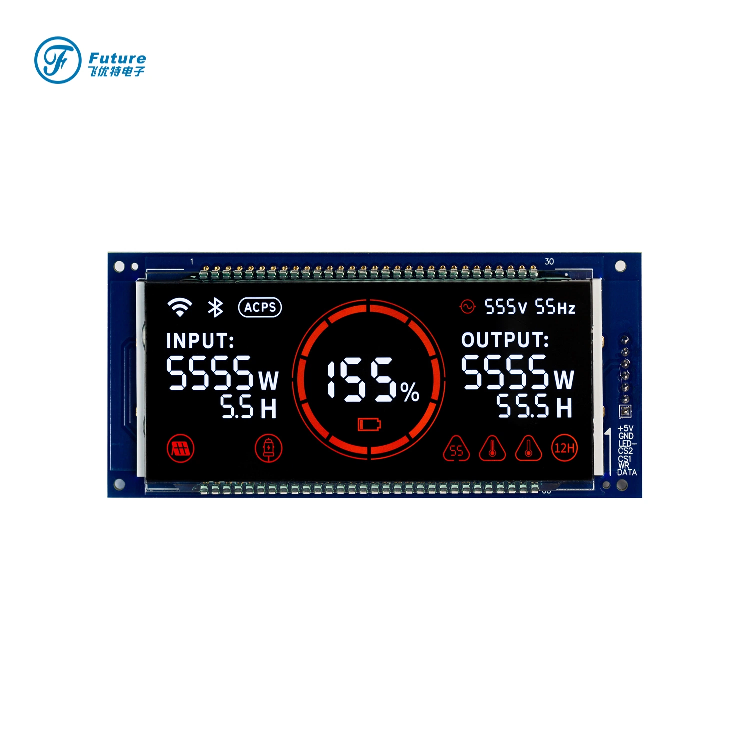 Panel LCD monocromático COB (Chip-on-Board) de segmentos VA de 60 pines, para la pantalla de bicicletas eléctricas, con transmisión negativa