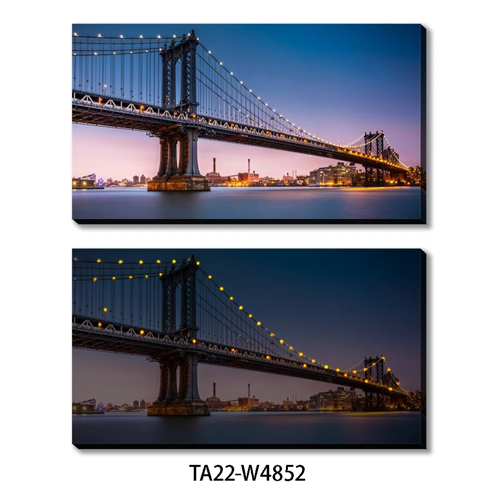 Home Decor Factory Wholesale/Supplier Colorful City Bridge Large Wall Decoration Light up LED Canvas Wall Art Picture