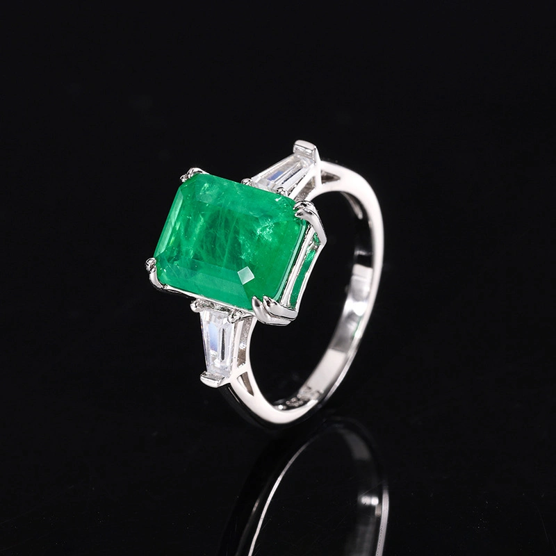 Synthetic Emerald Gemstone 925 Sterling Silver jewelry Set