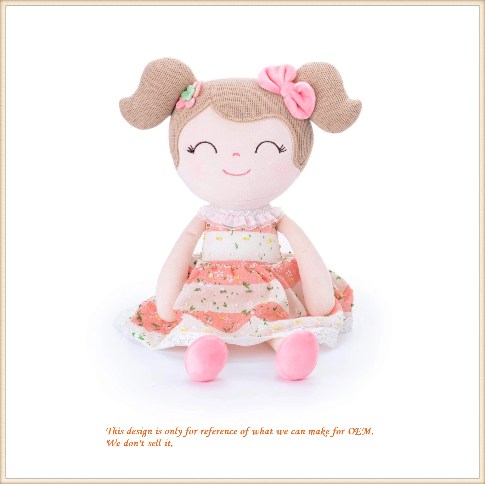 Cute Girl in Pink Dress Soft Doll/ Plsuh Doll for Girls/ Custom Stuffed Toys