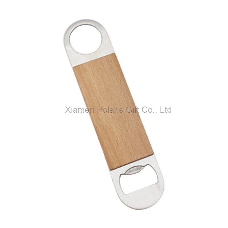 Bottle Captural Opener Bar Blade Tool Flat Bottle Opener with Wood Handle