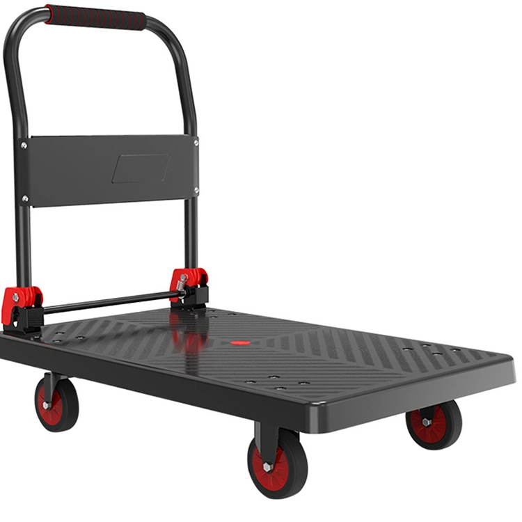 Plastic Folding Trolley Warehouse Pulling Light Handling Four-Wheel Household Trolley