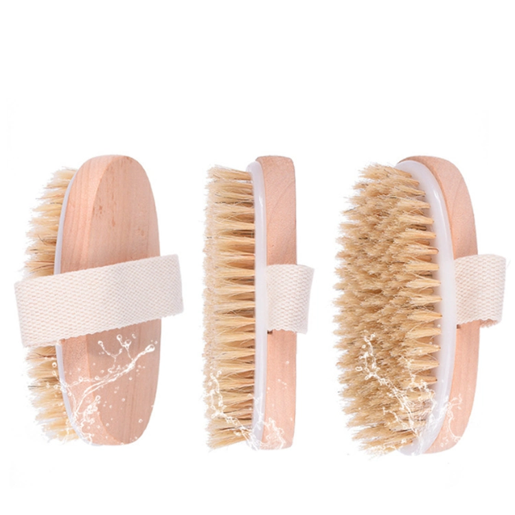 Wholesale/Supplier High quality/High cost performance Bamboo Wooden Handle Dry Skin Silicone Bath Body Brush Beech Wood Boar Bristles Bath Brush for Women