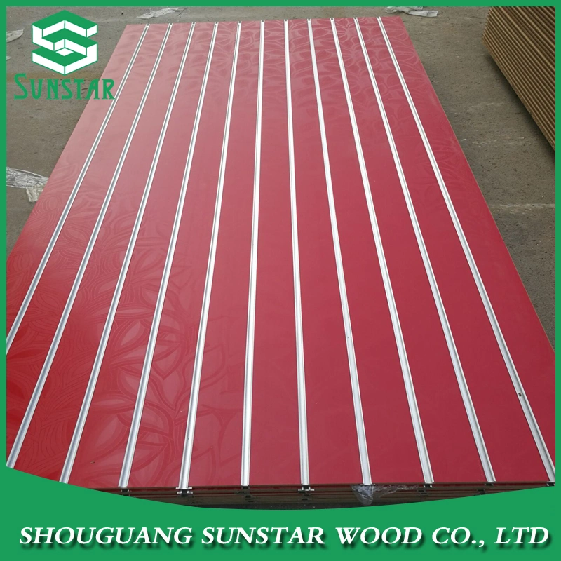 18mm 4*8FT T-Slot/Periodically Grooved Slat Wall Panel/Slatwall/Slot Board Laminate High Density Melamined MDF Panel Slotwall Board Slot MDF Used for Display