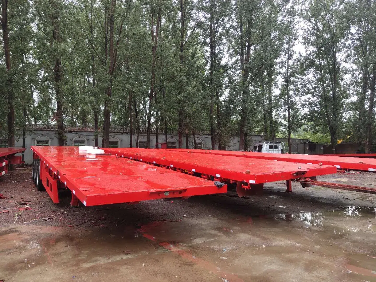 Used 3 Axles 40FT Container Transport Platform Flatbed Semi Trailer