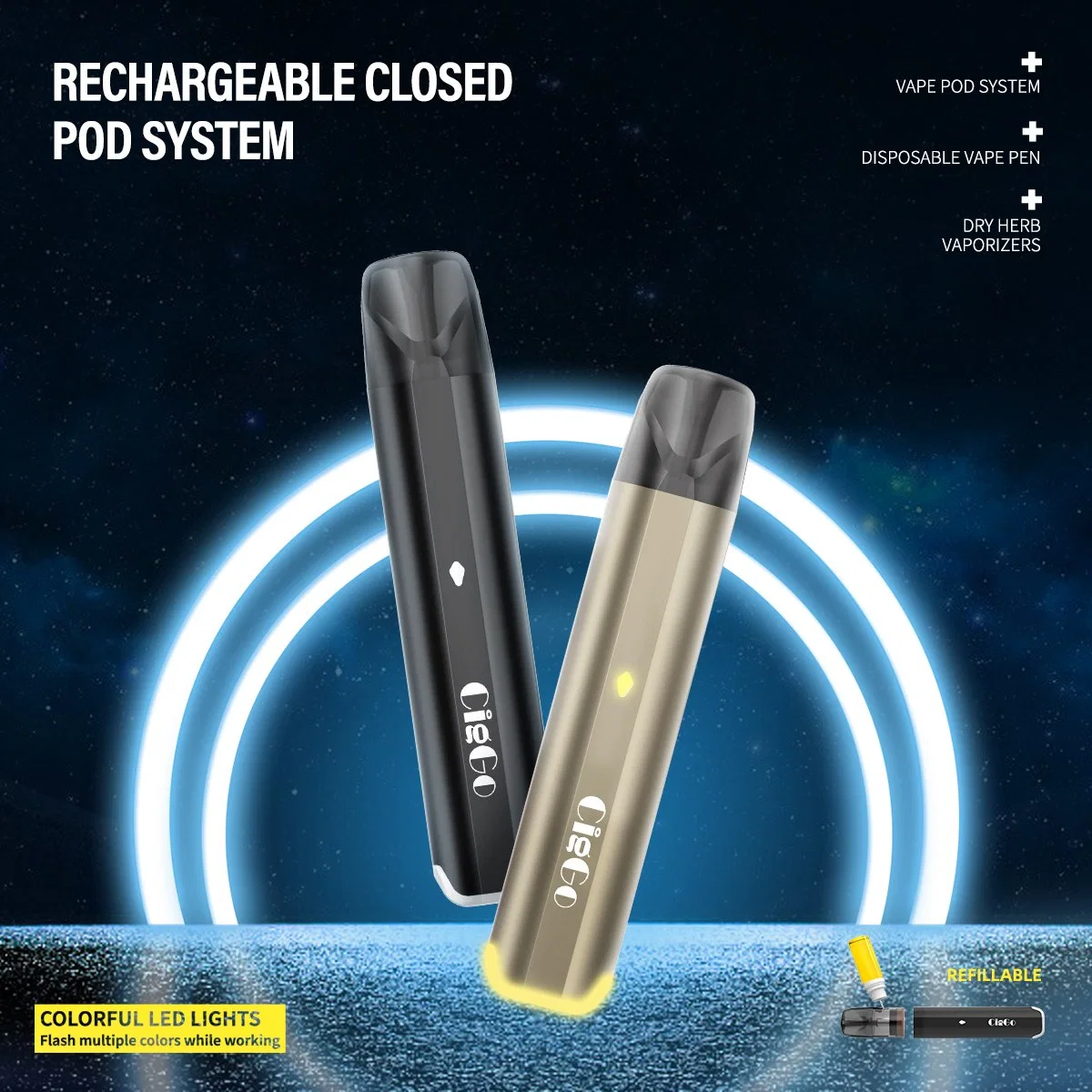 Portátil de alta calidad Open rellenables Sistema Pod cigarrillo en stock el E-cigarrillo reutilizables.