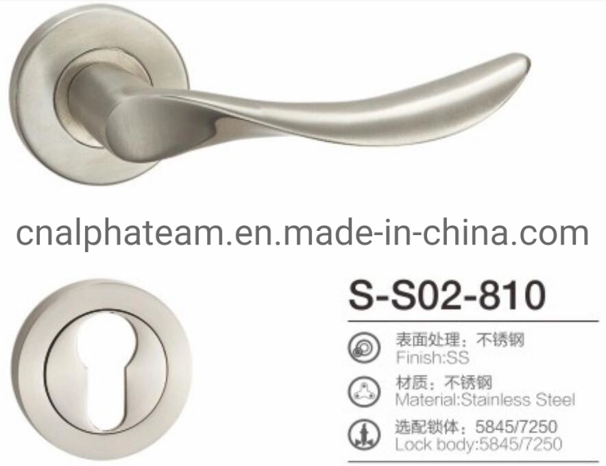 Fashion Stainless Steel Casting Door Handle Hardware on Round Rosette with Lower Escutcheon