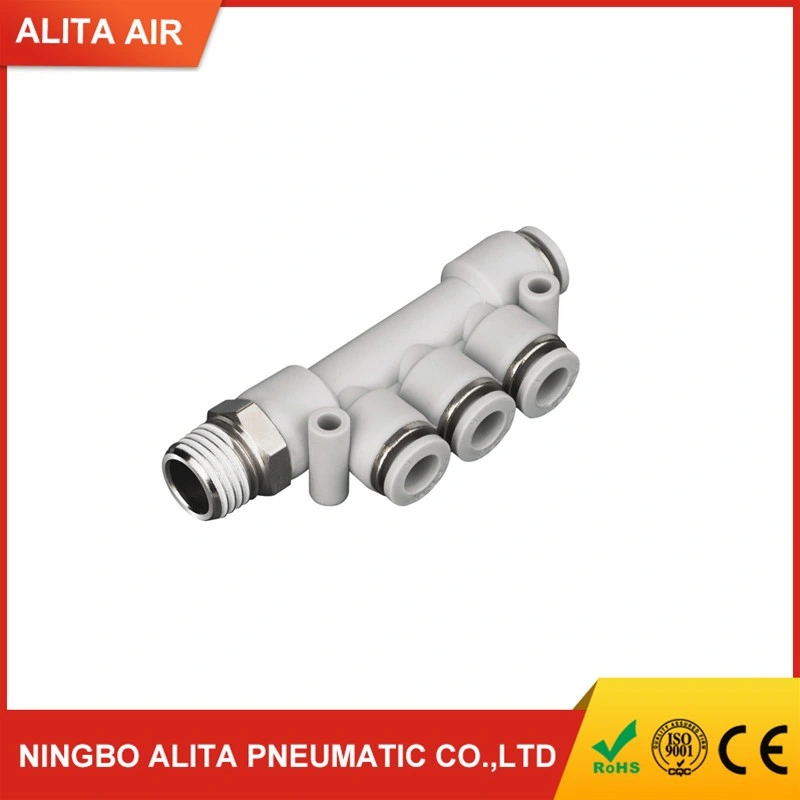 Pkd Series 5 Way Thread Plastic Pneumatic Air Hose Connector Pipe Fitting