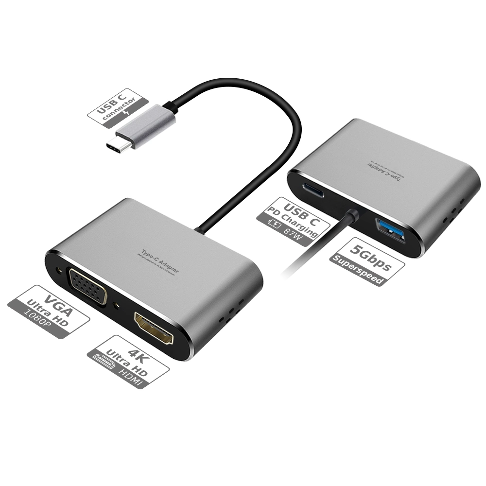 4 em 1 USB C Adaptador,- c hub USB