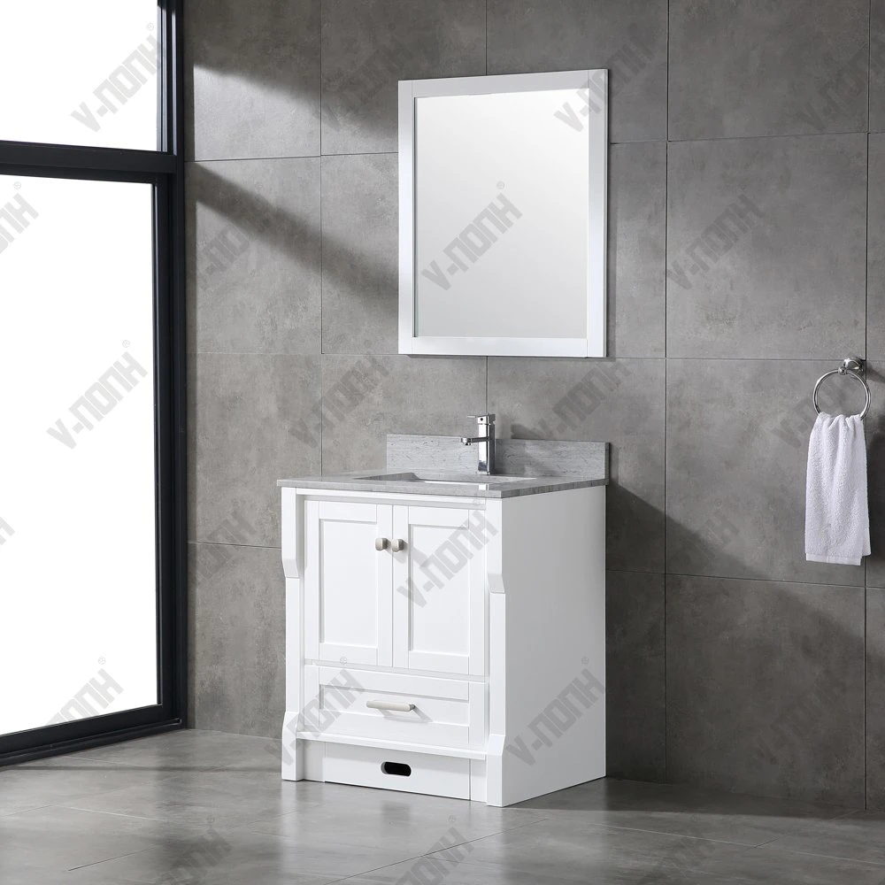 Madera maciza moderno cuarto de baño blanco disipador único Mobiliario de almacenaje