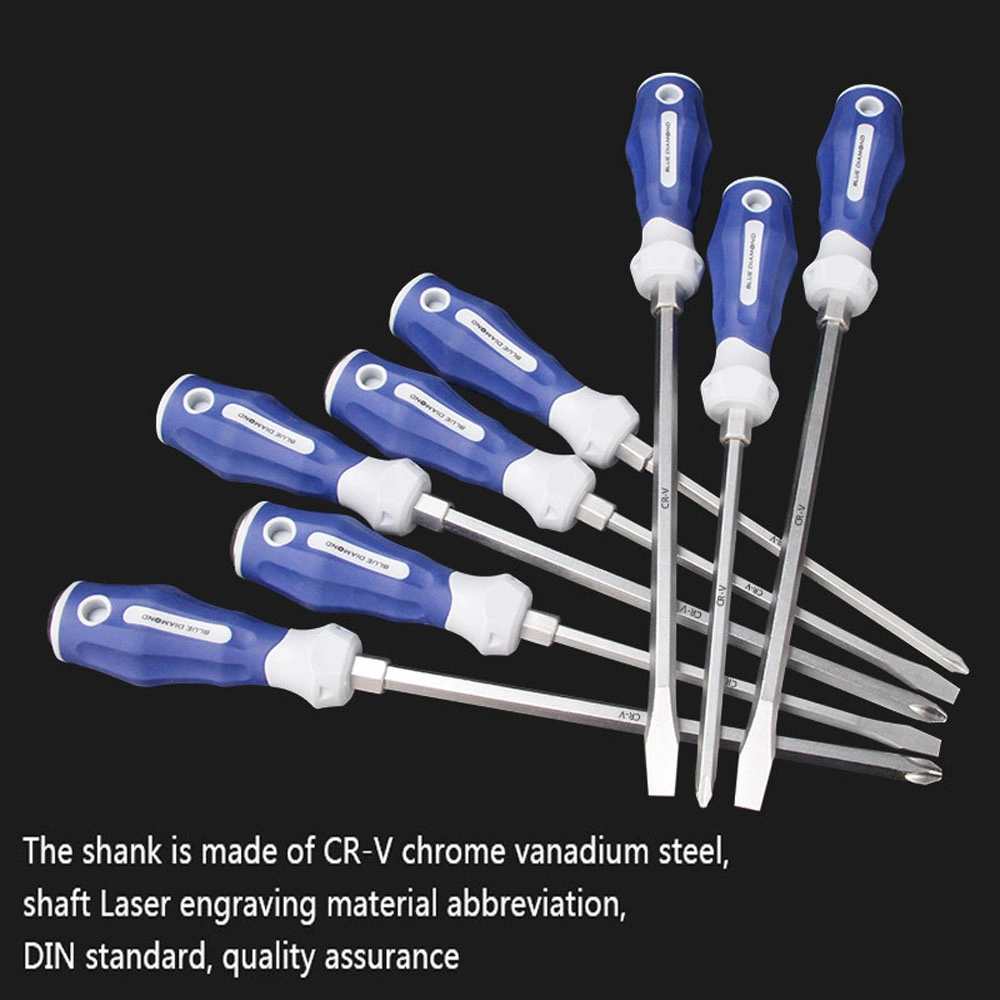 Manufacturers Supply OEM Processing Three Color Full Series of Industrial Grade Cross Slotted Screw Driver with Core Piercing Handle