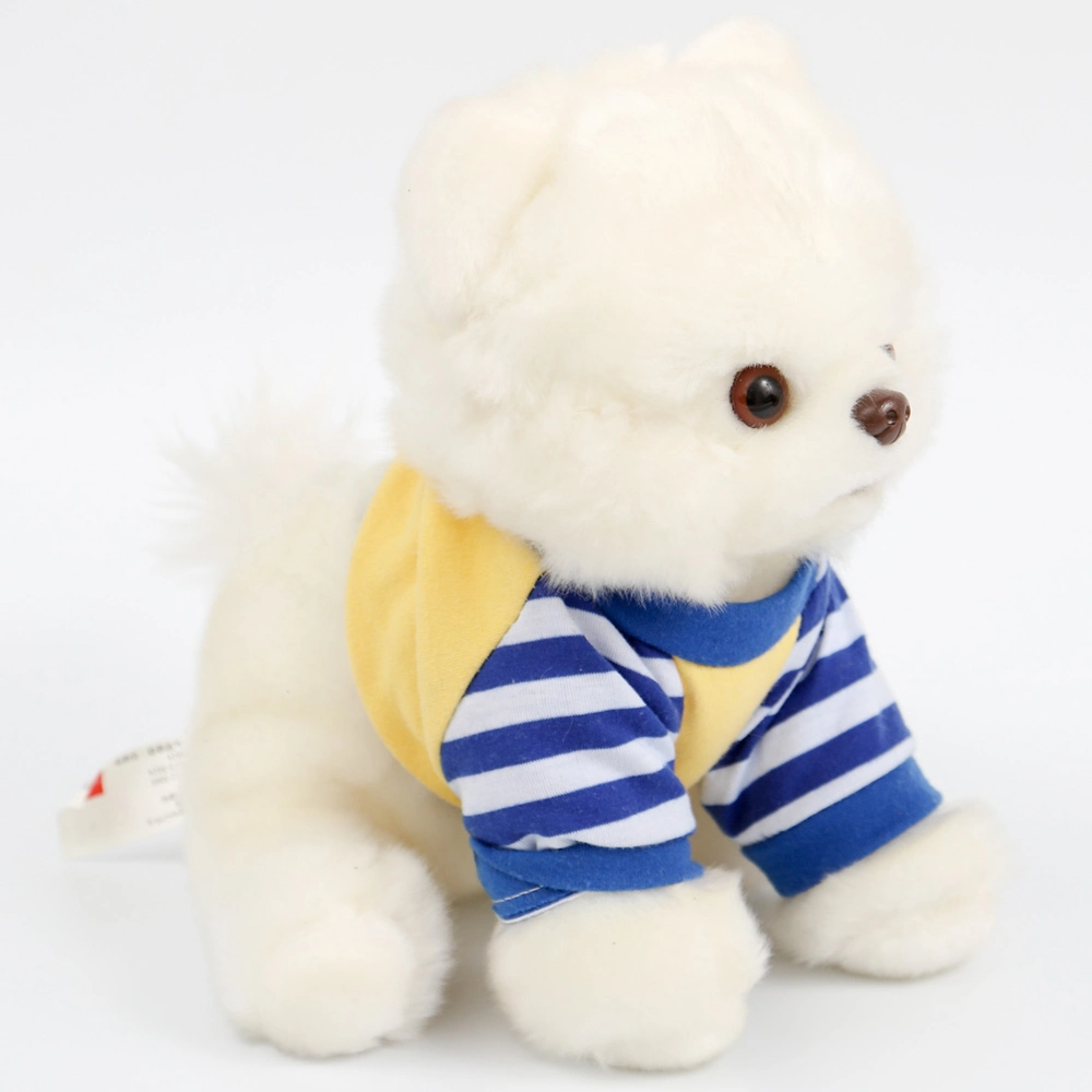 Wearing Shirt Furry White Animal Toy Stuffed Cute Dog Plush