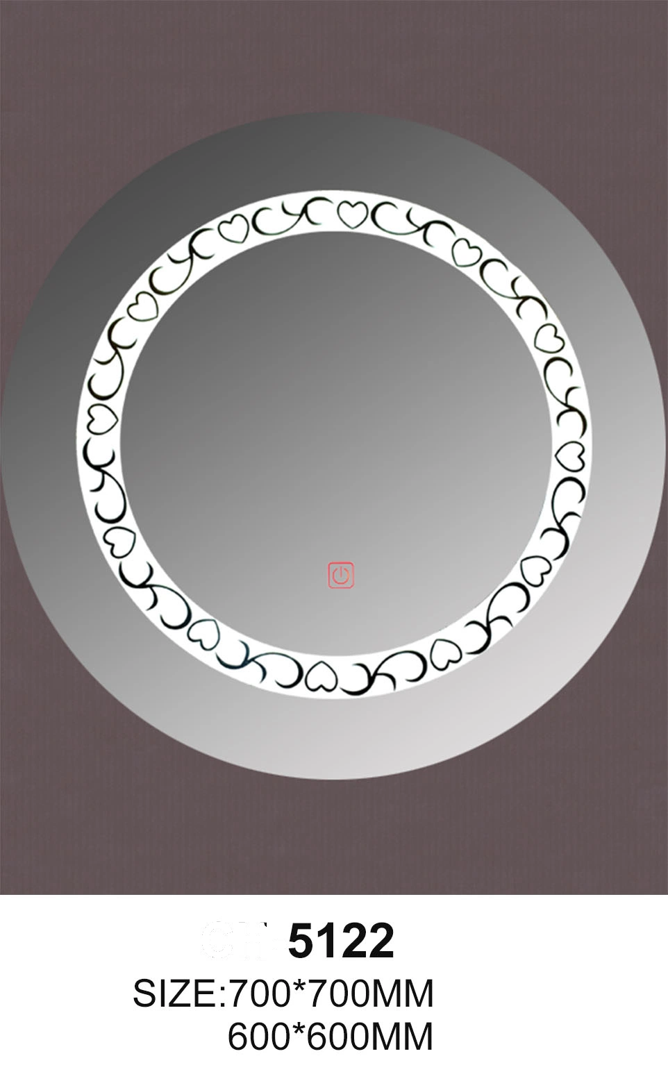 Round Silver Wall Home Decoration LED Bathroom Illuminated Vanity Mirror