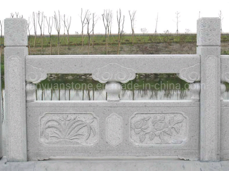 Puente de piedra tallado de estilo chino Tang Puente en arco de piedra natural para el Jardín del templo Paisajismo decoración con barandilla