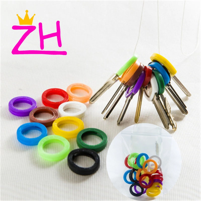 Random Colorkey Rings Silicone Topper Key Holder Keychains Hollow Topper Sleeve Rings Keyring Caps Cover Silicone Keys Covers