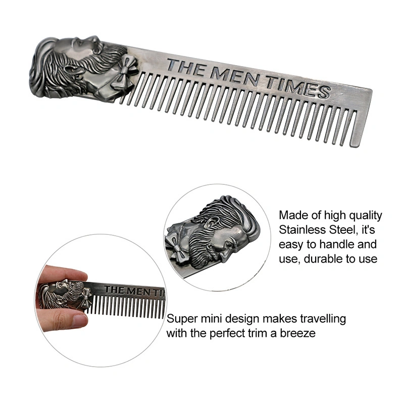 Stainless Steel Beard Comb Pocket Size Anti-Static Hair Care Tool Esg12356