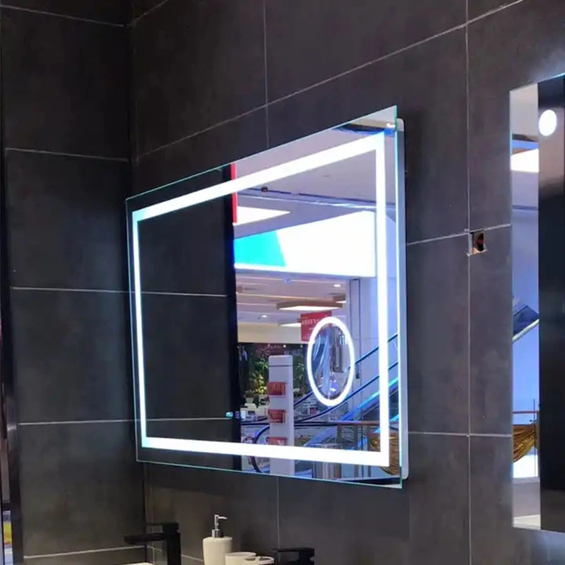 Penso decorativo de Piso grande moderno em madeira com acabamento Diamond Diamond Square com espelho de chão de design leve LED