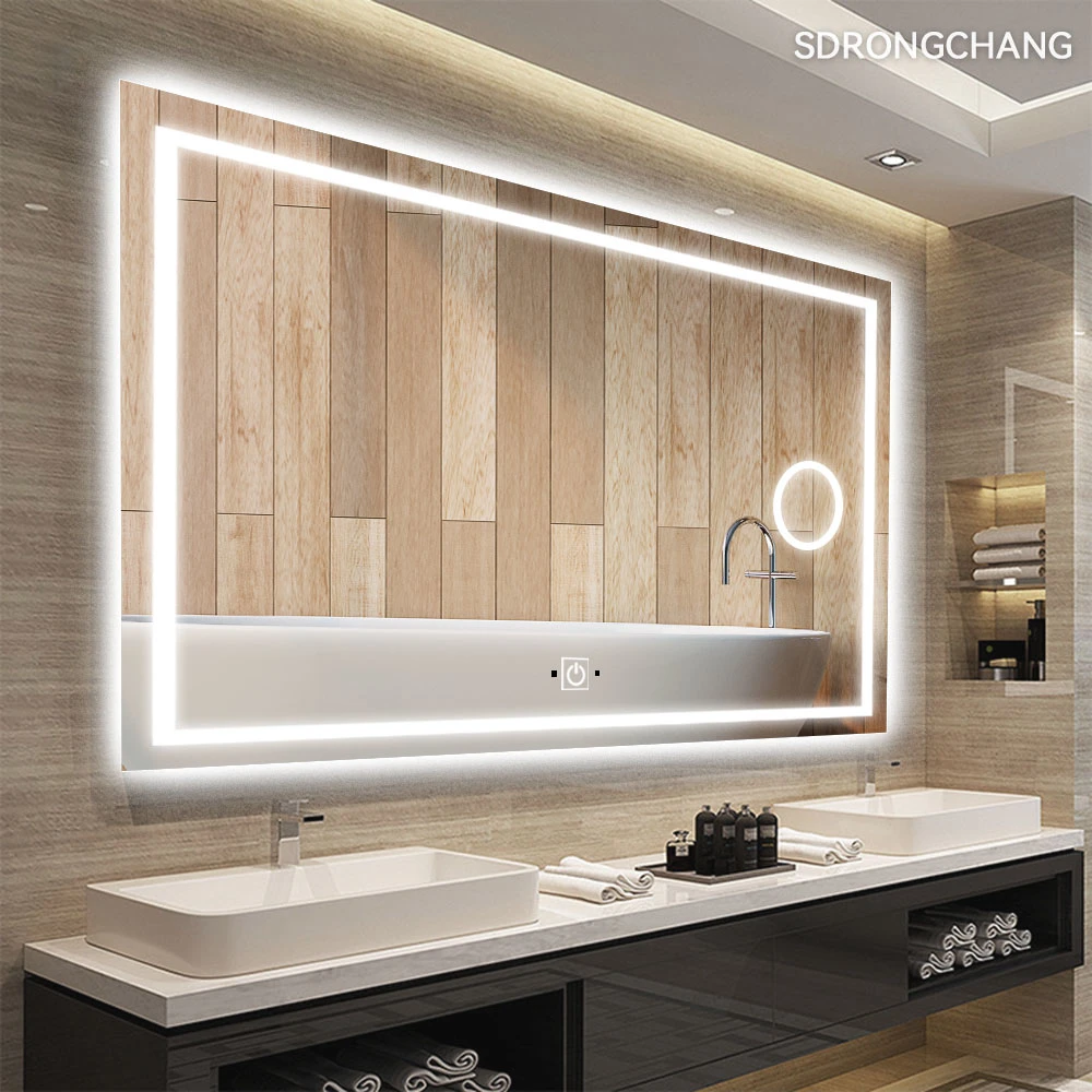 Modern Wall Mounted Hotel Vanity Smart LED Make up Dressing Bathroom Mirror