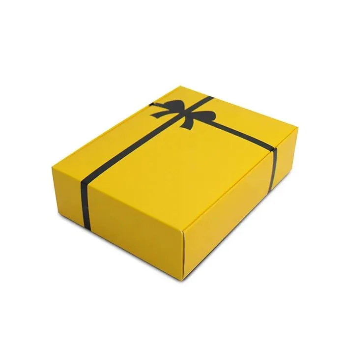 Precio de promoción de la caja de regalo de cartón ondulado de color amarillo Logotipo personalizado Caja de papel