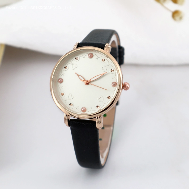 2021 Fashion Women Leather Stainless Steel Back Water Resistant Lady Ladies Quartz Wrist Watch