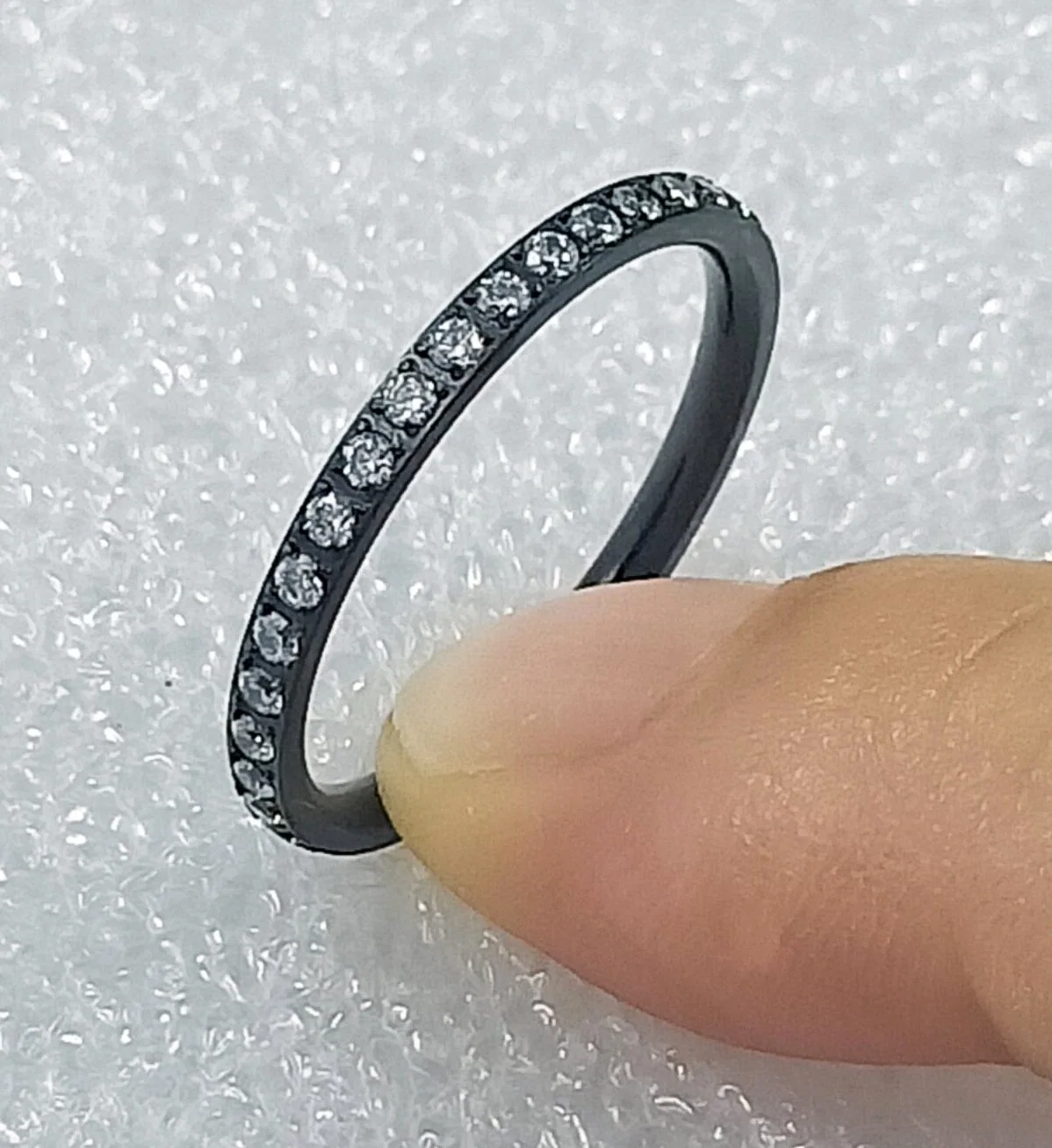 Fashion Jewelry Fashion CNC Diamond Jewelry Plating Black Wedding Ring Titanium Ring Tr4301b