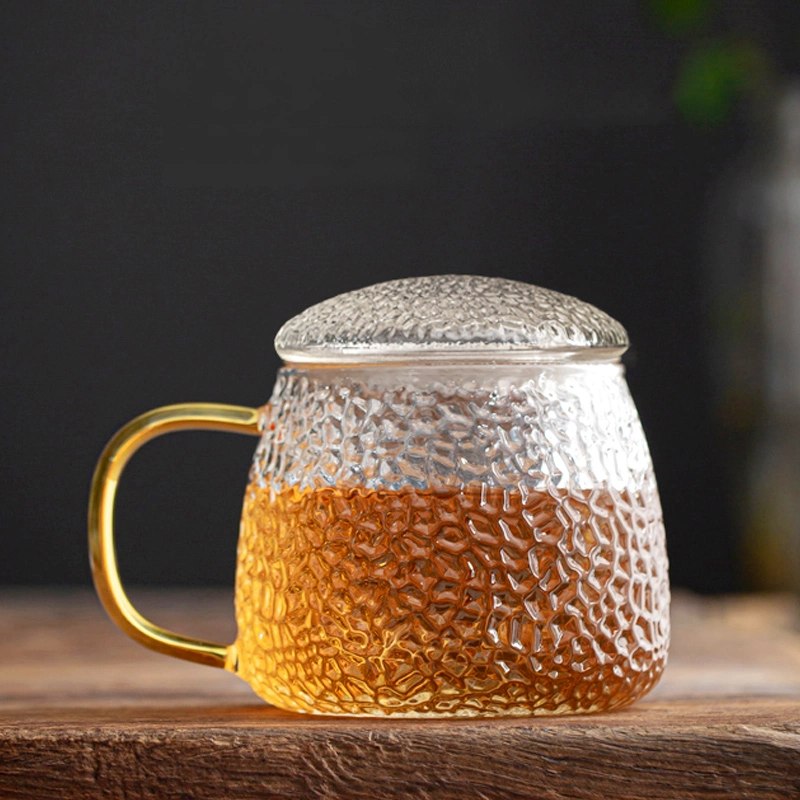 Gobelet à eau en verre à marteau japonais thé à fleurs Verre filtrant de séparation du thé