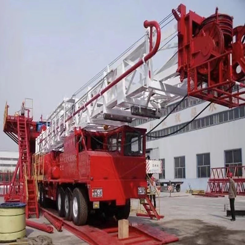 Plataforma de transporte de óleo Land Oil Rig montada em reboque de 180t e Xj750 Equipamento de petróleo de plataforma de trabalho completo de 3000 m