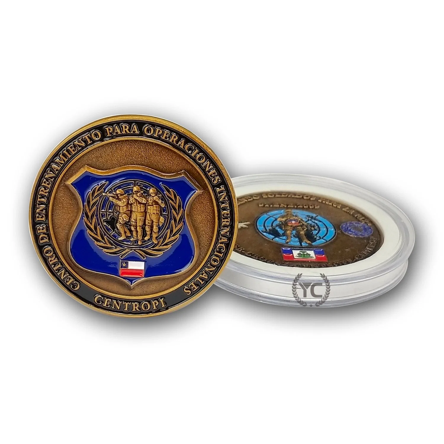 China Wholesale/Supplier Custom Metal Craft 3D Logo Souvenir Coin Badge Chile Navy Airforce Military Challenge Coin Display with Plastic