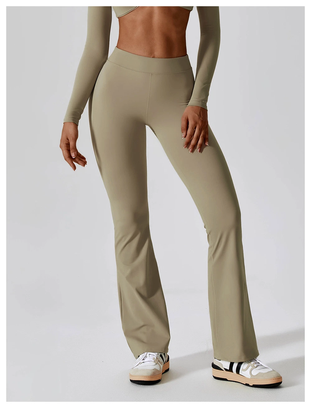 Pantalon de yoga de remise en forme à taille haute avec logo personnalisé, qui soulève les hanches, pour femmes. Pantalon large de sport décontracté et leggings.