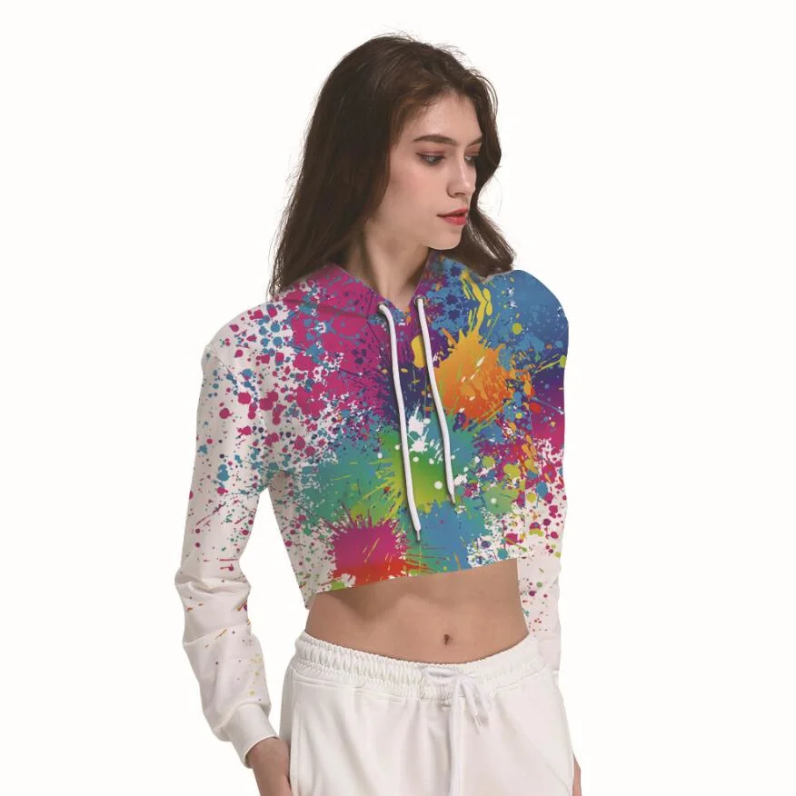 Women Crop Top Custom Pattern Sweatshirt Pullover Cropped Hoodie Sweater