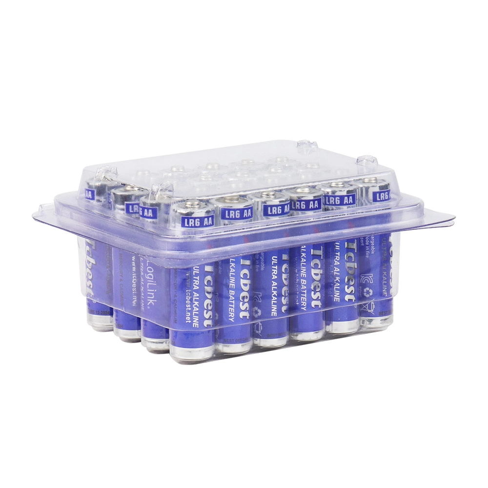 Caja de plástico envases 24pcs a granel LR6 AA alcalinas AA1.5V Baterías Batería principal de tamaño AA LR6 de 1,5 % de Hg de 1,5 um3 Batería Batería seca de tamaño AA