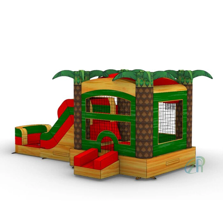 Thème de forêt Bounce House Backyard enfants Jumping Bouncy Château gonflable Combiné de soubcoupe avec piscine et toboggan aquatique