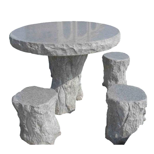 Outdoor Granite Stone Table Chairs Fine Workmanship Garden Ornaments