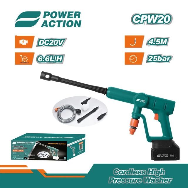Power Action Cpw20 20V Cordless Car Washer Lithium Ion High Pressure Washer
