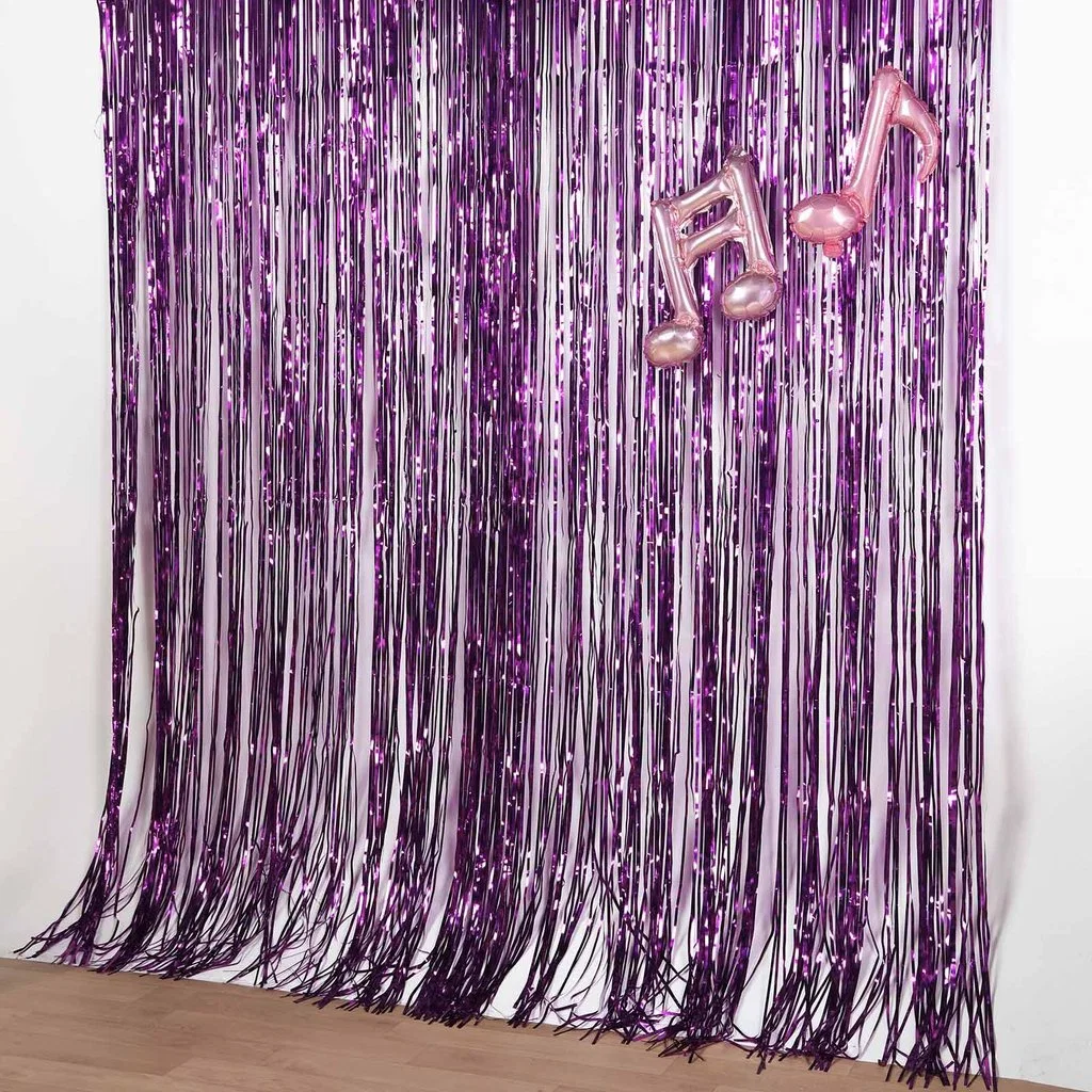 Metallic Photo Booth Backdrop Tinsel Silver Foil Fringe Curtain Door Curtains for Dino Birthday Baby Showers